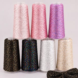 2mm Sequin Yarn Spool, Shiny Glitter Thread for Knitting, Crochet Cardigans, Sweaters