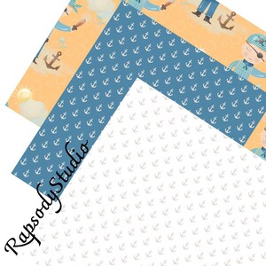 Pirate Kids Digital Paper Pack, Nautical Treasure Seamless Backgrounds (Instant Download)