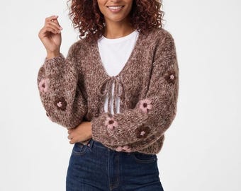 Romantic Cottagecore Sweater | Handmade Floral Alpaca Cardigan