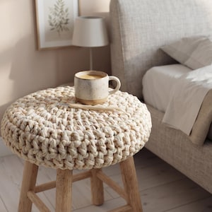 Crochet Stool Cover Pattern, Bobble Stitch Seat Cover, Textured Home Decor (PDF)