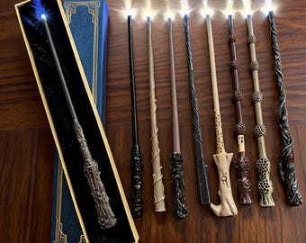 Varita de Harry Potter, varita mágica brillante, bastón mágico, accesorios navideños para cosplay, regalos de Halloween, varita de madera para Halloween, varita de mago.