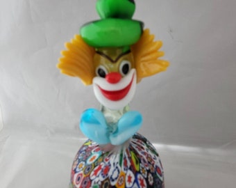 Vintage Millefiori Art Glass Murano Clown Extremely Rare Mosaic BELL, 6 1/2"H Buy Rare Stuff Figurine Collectible Antique Estate