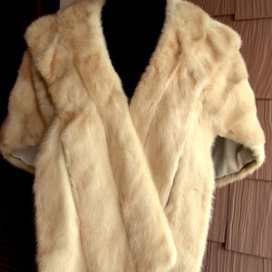 Mink Real Mink Stole Wrap Shrug Vintage Glam Winter Blonde