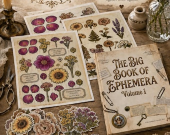 Botanical Junk Journal Printable Ephemera Kit, Vintage Floral Pages