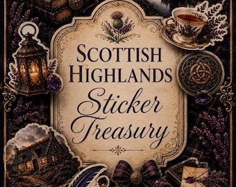 Scottish Highlands Printable Stickers | Highland Castle Loch Sticker Sheets | Instant Download PDF