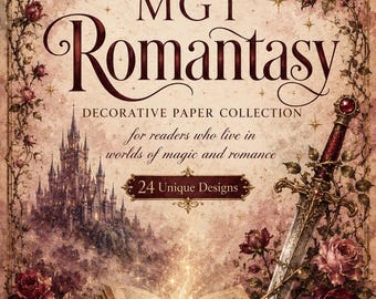 Romantasy Junk Journal Digital Paper, Gothic Romance Art Set