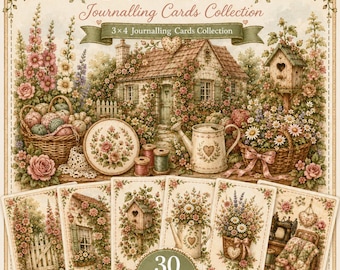 Cottagecore Junk Journal Cards, Sage Rose Gold, 3x4 and 4x6 Printable PDF