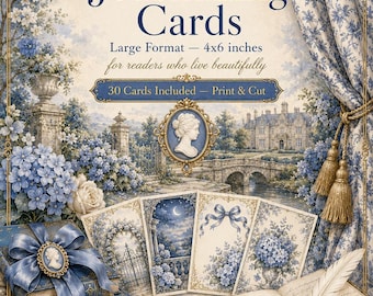 Hydrangea Junk Journal Cards Printable, Blue 4x6, Regency Ephemera, Instant Download Pdf