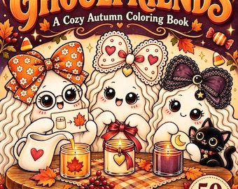 Ghoulfriend Ghost Coloring Book, 50 Easy Fall Pages (Digital Download)