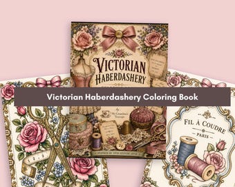 Victorian Sewing Coloring Book Printable, Paris Theme Art PDF