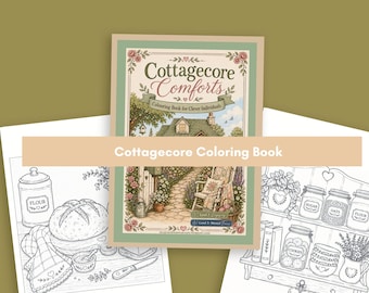 Cottagecore Coloring Book Printable, Cozy Country Home Pages, Instant Download