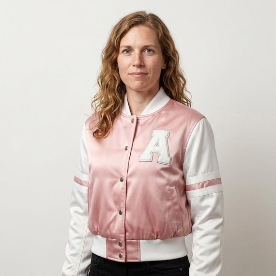 Personalized Custom Women Cropped Satin Varsity Jacket, Bridal Team Apparel