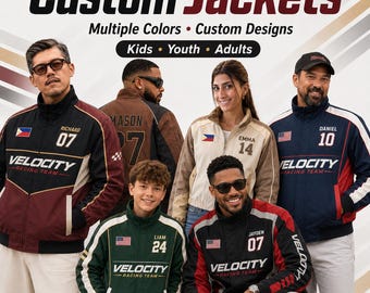 Custom Racing Jacket, Personalized Motorsport Team Jacket with Name, Number and Flag