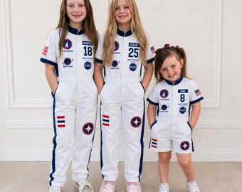 Personalized Astronaut Jumpsuit, Custom Name Number Flag Space Suit for Kids & Adults