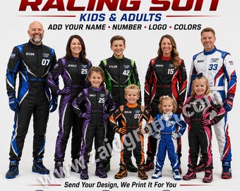 Personalized Racing Suit for Kids and Adults, Custom Name Number Logo Outfit