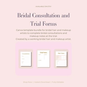 Bridal Consultation Trial Forms Canva Template | HMUA Client Organiser (Digital Download)