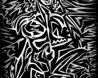 David Michelangelo Inspired Art Print | Black and White Graphic Illustration | Geometric Wall Art | Dark Surrealism Decor | Art Giclée A4