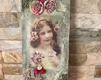 Victorian vintage wooden wall plaque