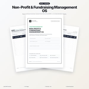 Planilha de controle de organizações sem fins lucrativos em PDF, Planilha de metas de arrecadação de fundos, Planejador de eventos beneficentes, Registro de voluntários, Modelo para redação de propostas de financiamento, Painel de controle para conselho de pais e mestres.