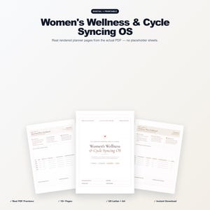 Undated Period Tracker Pdf, Menstruation Planner, Cycle Syncing Journal, Pcos Symptom Log, Hormone Balance Dashboard, Wellness Tracker