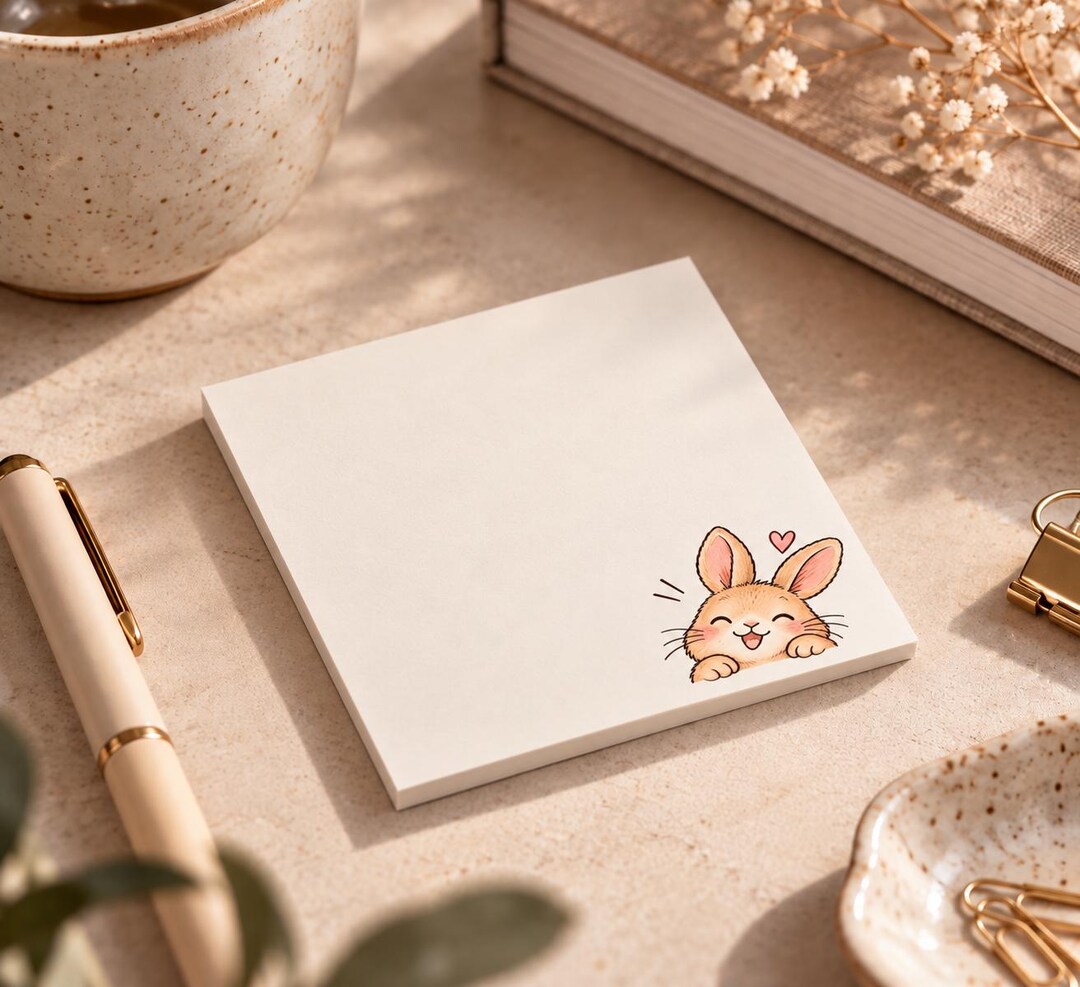 Cute Bunny Sticky Notes | Kawaii Rabbit Memo Pad | Adorable Desk ...