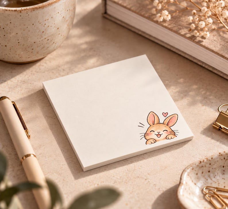 Cute Bunny Sticky Notes | Kawaii Rabbit Memo Pad | Adorable Desk ...