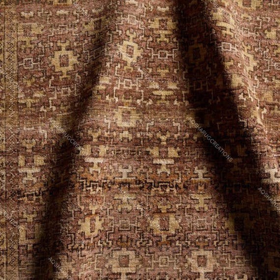 Hand Knotted Oushak Rug, Rust Brown Vintage Area Rug, Turkish Wool Carpet, Handmade Oriental Rug, Distressed Traditional Rug