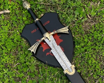 Handgemaakt stalen zwaard in de vorm van een drakenzus, geïnspireerd op het Hoog-Valyriaans fantasiezwaard | Cadeau voor bruidsjonkers, huwelijksgeschenk voor echtgenoot en jubileumcadeau