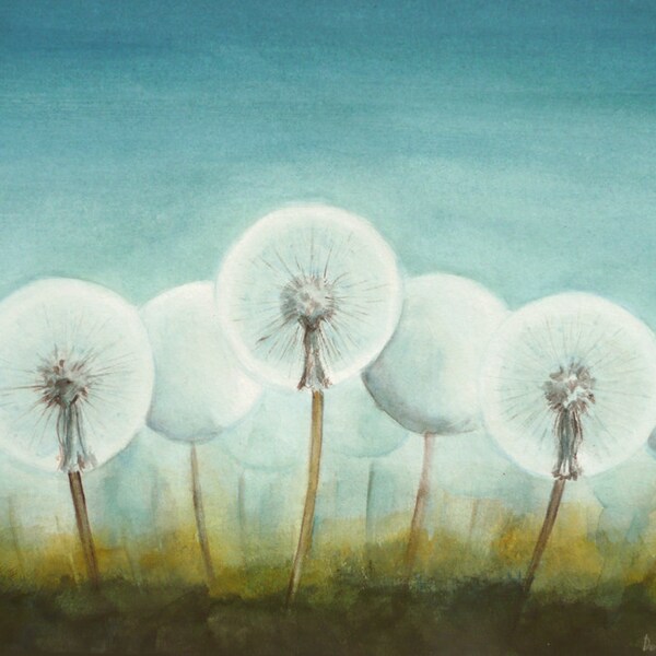 Secrets of  Dandelions,  Watercolor Painting,  Original Watercolor Flower Art Painting, Wild Flower, Dandelion Art, Home Decor by Artdora