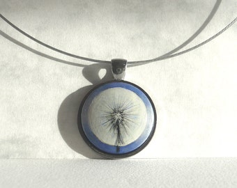 Dandelion Necklace, Dandelion Choker Necklace, Hand Painted Pendant, Painting Necklace, Handmade Jewelry