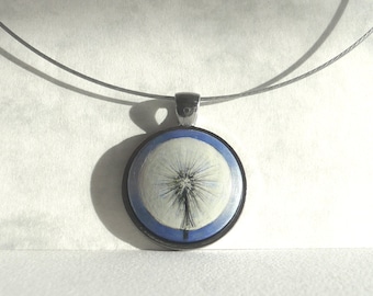 Löwenzahn Kette, Halsreif, Schmuckanhänger, Halsschmuck, Pusteblume Anhänger Bild, Handbemalter Schmuck