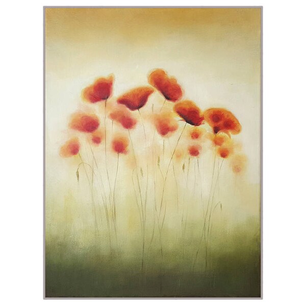 Small Poppies Painting on Canvas, Original Oil Painting, Flower Fine Art, Wall Decor,  Rectangular Vertical Painting