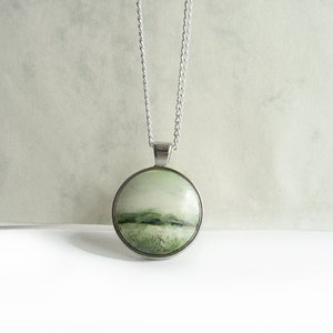 Unique Necklace, Miniature Painting, Landscape Pendant Necklace, Hand Painted Jewelry image 4