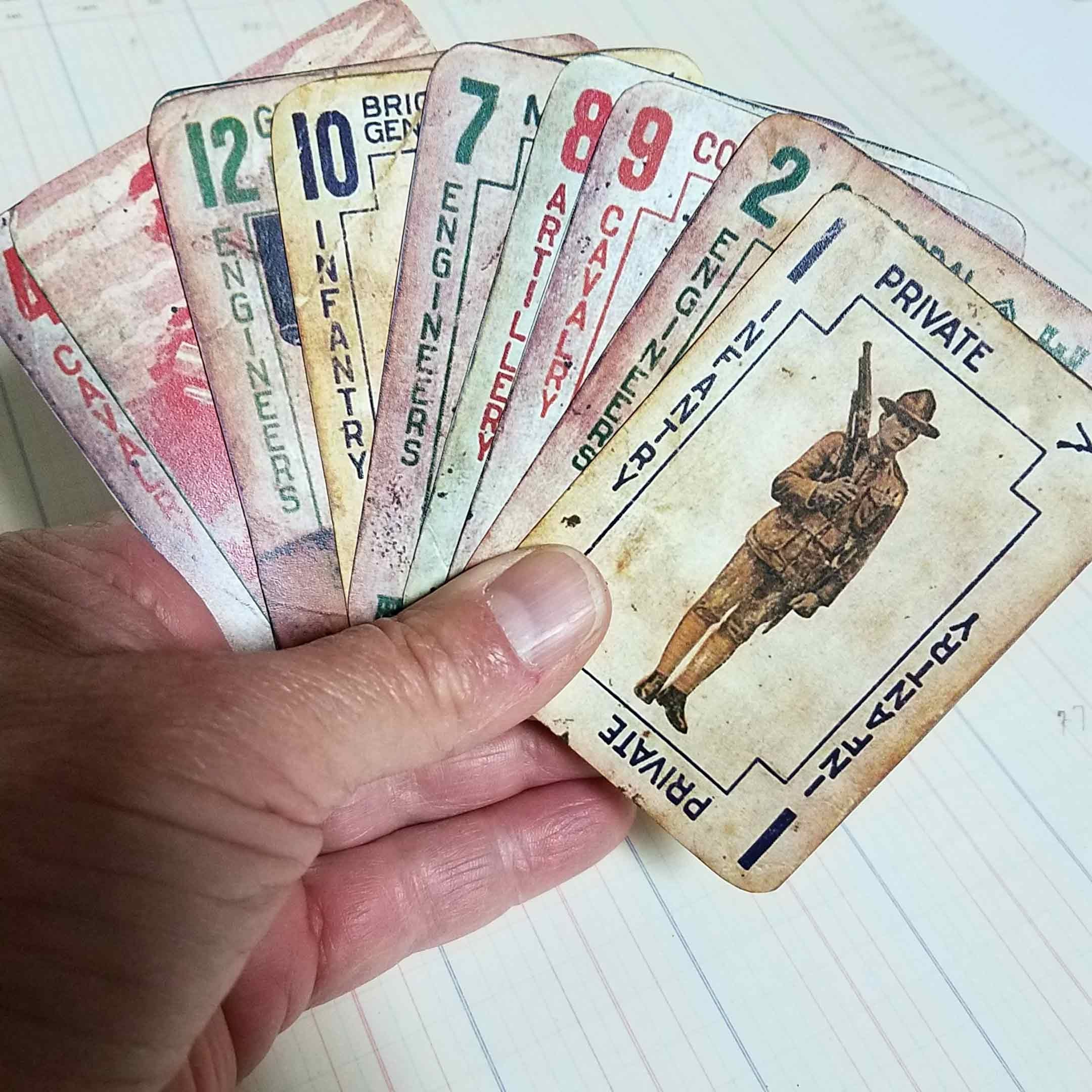 Vintage Playing Cards From 1919 - WW1 Theme - for Junk Journal