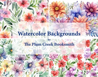 Floral Watercolor Background Pages - 15 pages for junk journal pages - ephemera, scrap-booking - instant digital download