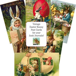 Peut inclure: Cartes postales vintage de P&acirc;ques avec des lapins, des poussins et un gnome. Les cartes sont parfaites pour ajouter une touche de fantaisie &agrave; vos carnets de scrapbooking.