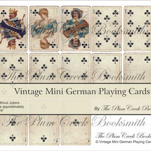 Antyczne, miniaturowe niemieckie karty do gry - pobieranie cyfrowe - Junk Journal Ephemera