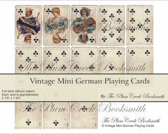 Antiguo, Mini naipes alemanes - descarga digital - Junk Journal Ephemera