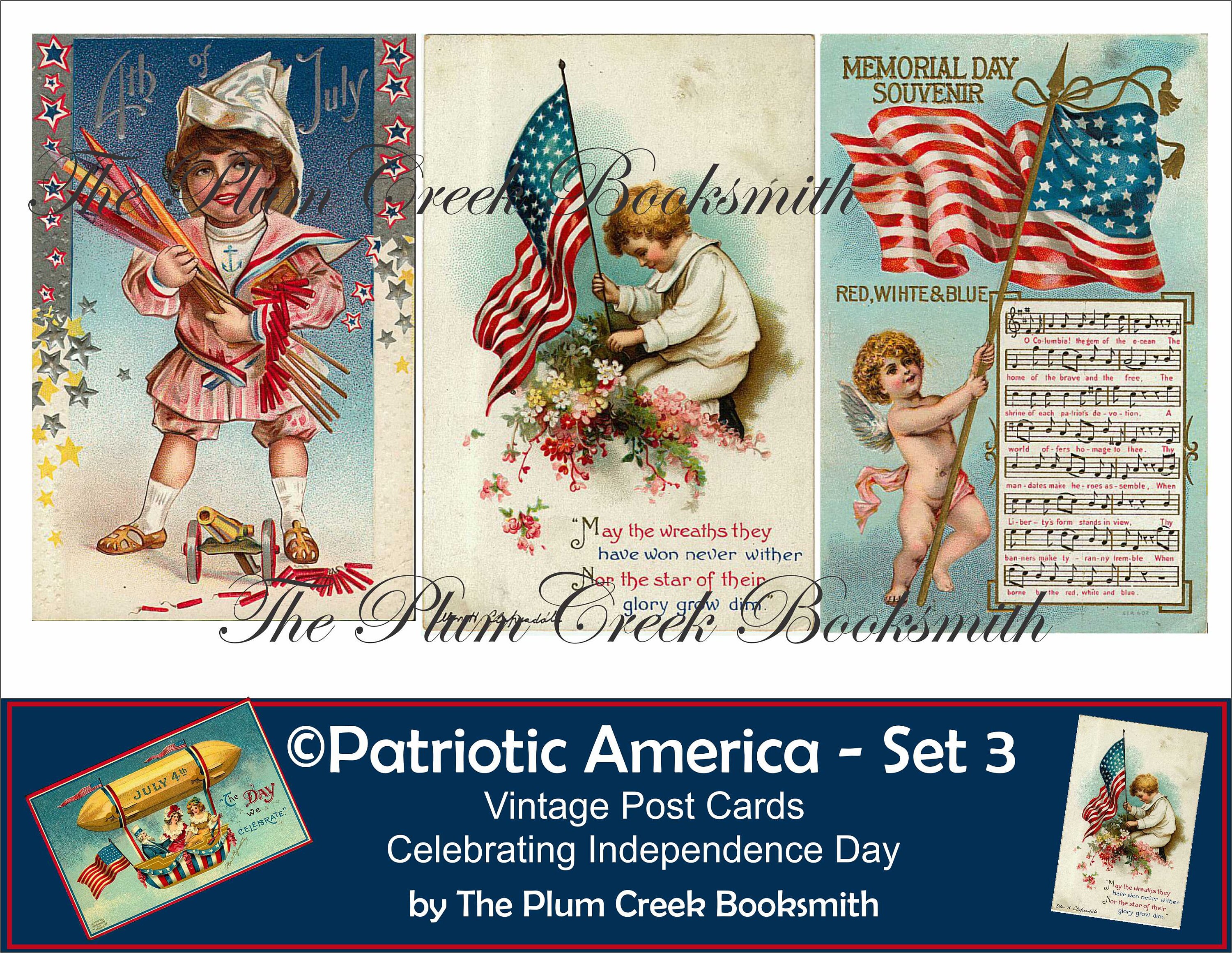12 Vintage Patriotic America post cards Set 3 digital - Etsy