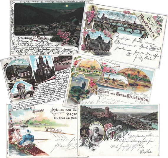 Vintage German Post Cards from 1898 - Digital Download - Junk Journal Ephemera