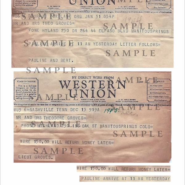 10 Vintage Western Union Telegrams - Mid 1940s - Rare Images - instant digital download - Set 1