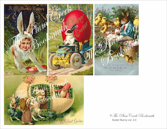 Easter Bunny Post Cards Ver. 2.0 Vintage Easter post cards - digital download - Junk Journal Ephemera