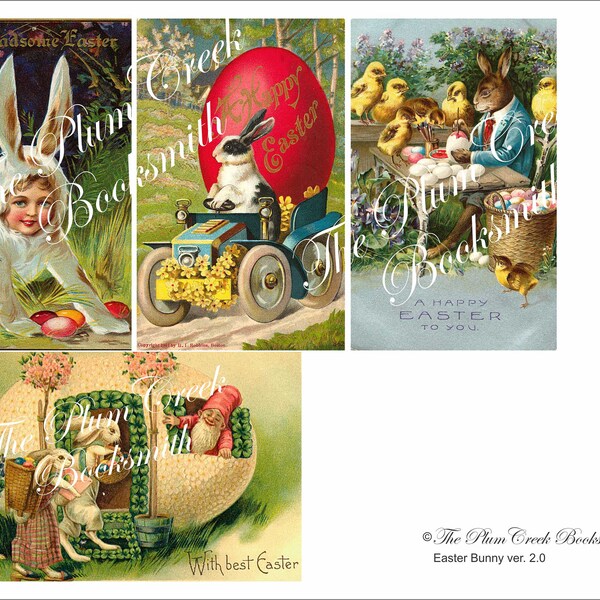 Easter Bunny Post Cards Ver. 2.0 Vintage Easter post cards - digital download - Junk Journal Ephemera