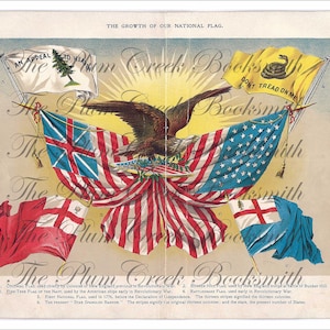 17 pagina's!! Mooie, patriottische illustraties uit het American History Book uit 1900 - direct digitaal downloaden