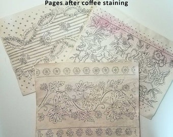 Beautiful Wallflowers, Vol. 1 - 6 decorative junk journal pages, ephemera, coloring pages, scrapbooking - instant digital download