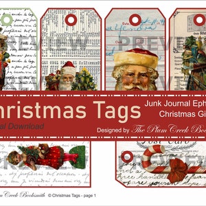 18 Tags!! Vintage Santa Claus & other old fashioned Christmas images- Christmas gift tags or junk journal cards - Ephemera digital download