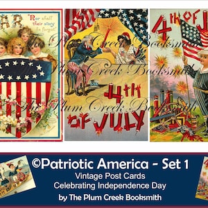 12 Vintage Patriotic America Postkarten - Set 1 - digitaler download - Junk Journal Ephemera