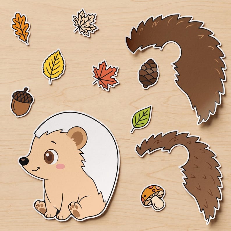 Fall Hedgehog Printable Craft, Cut and Paste Easy DIY Paper Crafts for ...