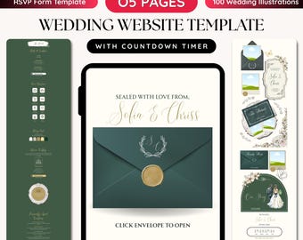 Canva Wedding Website Template Invitation with RSVP and Countdown Timer, Editable Canva Site Digital Website Invitation, Digital Download