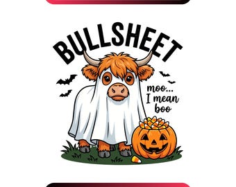 Bullsheet Halloween Shirt Design, Moo I Mean Boo Png (Digital Download)